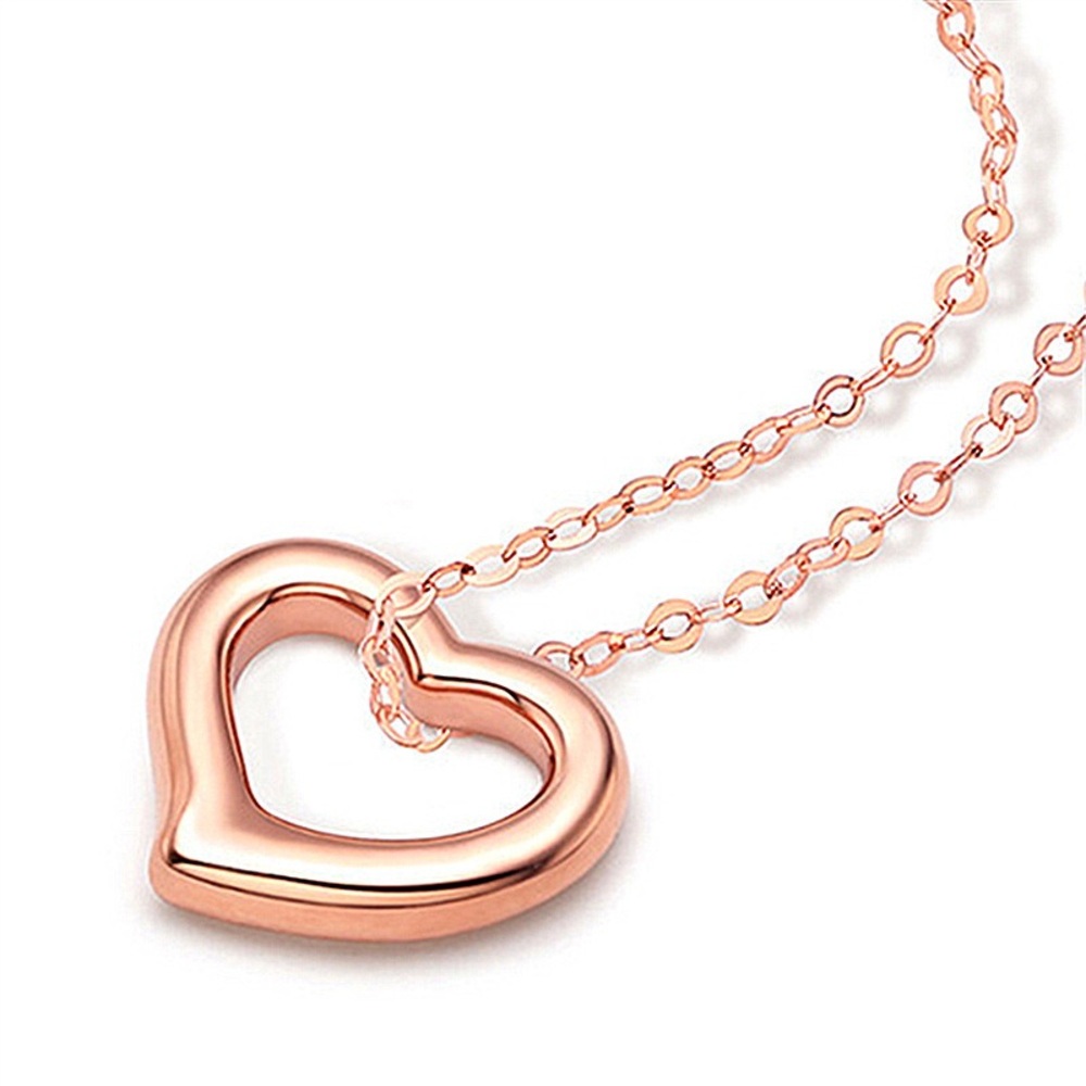 18K Rose Gold Plated Open Heart Necklace*Minimalist Dainty Everyday WaterproofLW
